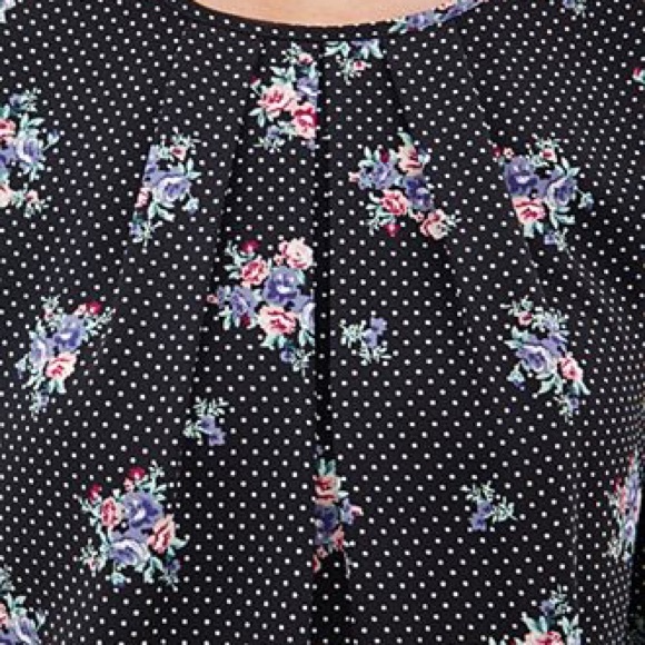 Forever 21 black floral blouse with polka dots - Picture 3 of 6